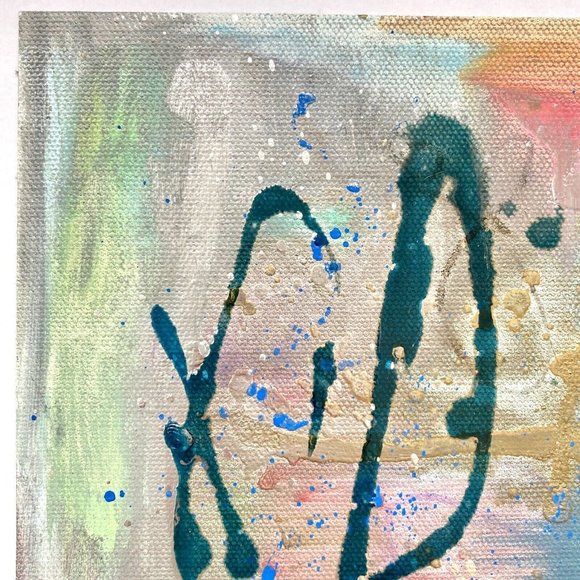 Scripting 4 - Original Wall Art Liquid Oil Paint & Marker Signed Painting 6”x8” - Picture 8 of 10